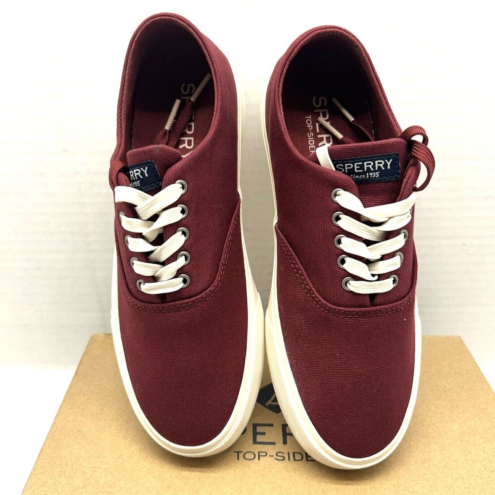 Sperry Captains CVO Vine/Maroon Canvas Women Sz 6.5 New in Box - Picture 2 of 8